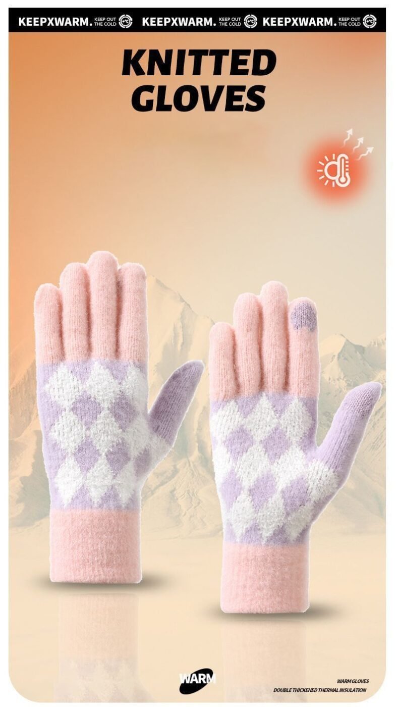 2Pcs Touchscreen Knitted Gloves Light-Gray 3 2Pcs Touchscreen Knitted Gloves Light-Gray - image 3