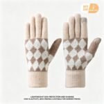 2Pcs Touchscreen Knitted Gloves Beige