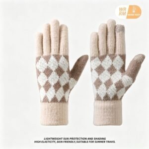 2Pcs Touchscreen Knitted Gloves Beige