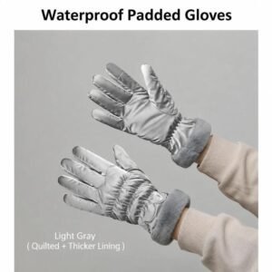 2 Pairs Thermal Gloves,Fleece Lined Lace – Light Grey