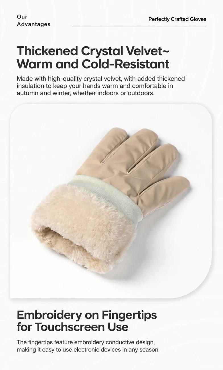 2 Pairs Thermal Gloves,Fleece Lined Lace - Light Grey 3 2 Pairs Thermal Gloves,Fleece Lined Lace – Light Grey - image 3