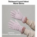 2 Pairs Thermal Gloves,Fleece Lined Lace – Light Purple