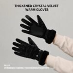 2 Pairs Thermal Gloves,Fleece Lined Lace – Black