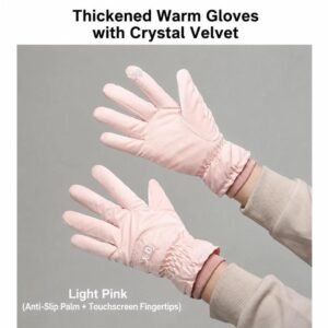 2 Pairs Thermal Gloves,Anti-slip – Light Pink