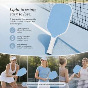Minimal Fiberglass Pickleball Paddle Blue, Clean Shade For Relaxed Training, Holiday Gift