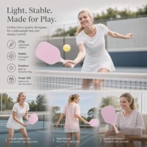 Minimal Fiberglass Pickleball Paddle Pink, Soft Tone Boosts Playing Mood, Dad Present