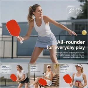 Minimal Fiberglass Pickleball Paddle Orange, Matte Surface Calms Game Mood, Xmas Present