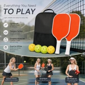 Fiberglass Pickleball Paddle Set Orange, Matte Pair For Backyard Stress Relief, Dad Duo Gift
