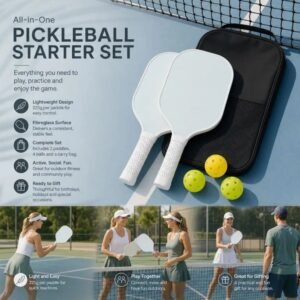 Fiberglass Pickleball Paddle Set Light Green, Steady Hit Pair For Casual Matches, Xmas Bundle
