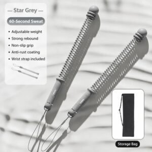 Cordless Spring Swing Battle Rope, 3.09 Lbs A Pair, 16.93in Grey, Arm Strength Exercise Equipment, Indoor Outdoor Training, With Storage Bag, Versatile Fitness Gift