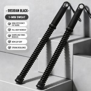 No Cord Spring Battle Rope, 2.18 Lbs A Pair, 16.93in Black, Indoor Outdoor Arm & Muscle Fitness Training Swing Rope, Compact Workout Equipment