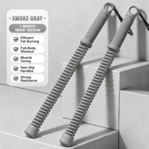 Cordless Spring Fitness Battle Rope, 2.18 Lbs A Pair, 16.93in Grey, Body Shaping Strength Training Swing Rope For Home & Outdoor Use