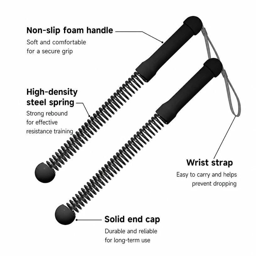 Wireless Spring Battle Rope, 3.42 Lbs A Pair, 17.32in Black, Cordless Swing Training Rope For Indoor Outdoor Arm Muscle Exercise 1 Wireless Spring Battle Rope, 3.42 Lbs A Pair, 17.32in Black, Cordless Swing Training Rope For Indoor Outdoor Arm Muscle Exercise