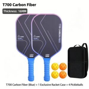 T700 Carbon Fiber Pickleball Paddle Set (2 Pack): 8.0oz Lightweight Widebody Design, Ideal for Beginners & Seniors（BLUE)