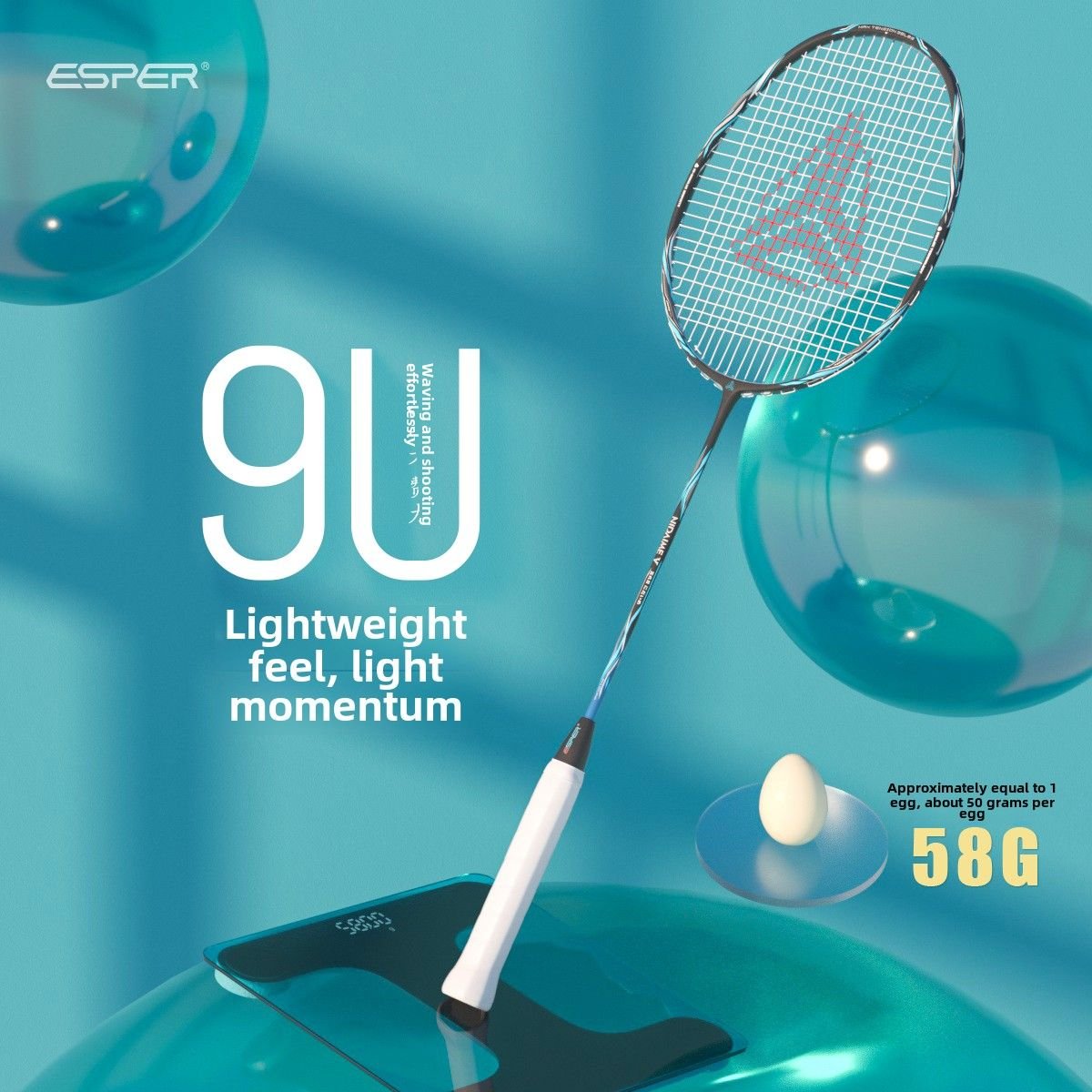 ESPER Explorer Fifth Generation Badminton Racket 58g 9U Full Carbon Fiber All-Around Fish Scale Shaft Double-Wall Inner Foaming Professional Match Training Racket(Phantom Ayabeni) 3 ESPER Explorer Fifth Generation Badminton Racket 58g 9U Full Carbon Fiber All-Around Fish Scale Shaft Double-Wall Inner Foaming Professional Match Training Racket(Phantom Ayabeni) - image 3