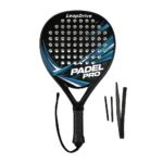 Padel Racket Carbon Fiber Lightweight Control EVA Core | Comfort Grip for Beginner & Intermediate Players（Blue-black line single shot）