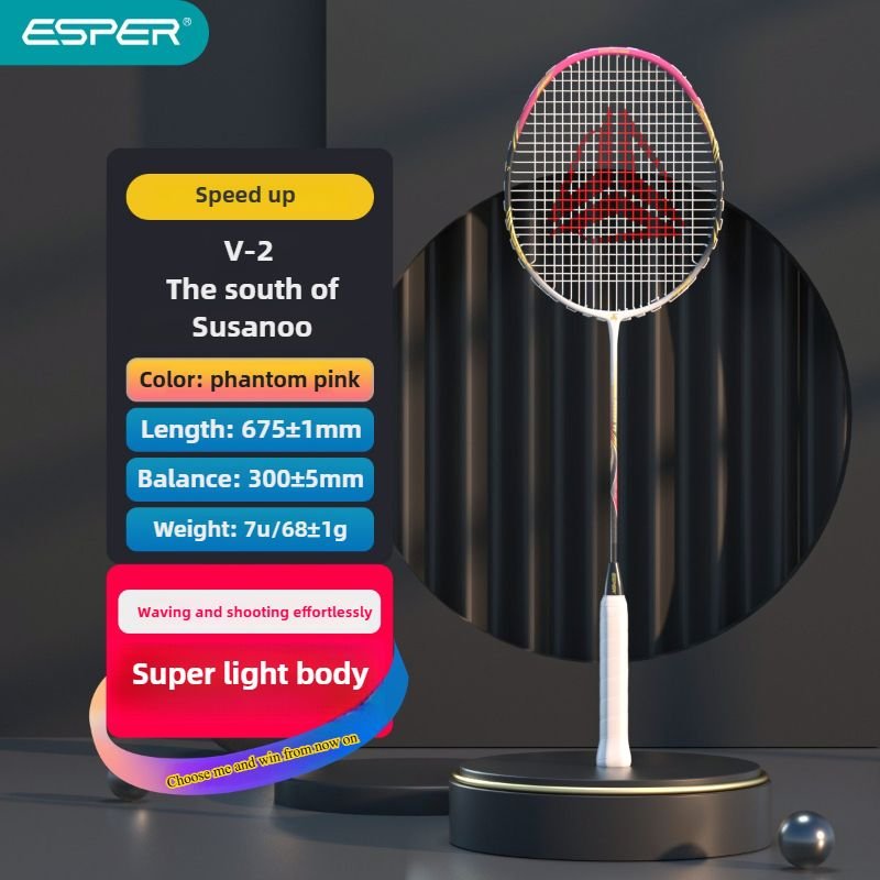 ESPER Explorer V2 Susanoo 7U Ultra-Light Badminton Racket 30T/40T High-Elastic Carbon Fiber with Grip and Gift Box Suitable for Beginners and Advanced Players.(PINK) 1 ESPER Explorer V2 Susanoo 7U Ultra-Light Badminton Racket 30T/40T High-Elastic Carbon Fiber with Grip and Gift Box Suitable for Beginners and Advanced Players.(PINK)