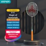 ESPER V4 Badminton Racket 82g Lightweight 4U Full Carbon Fiber All-Around Professional Match Training Durable Stylish Racket(Fluorescent yellow-green)