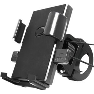 Phone Stand – Bike Phone Holder – Anti-slip Design – Lock in One Second – 360° Rotation – Suitable for Bicycle and Motorcycle Handlebars from 15mm to 28mm, Compatible with Smartphones from 4.7 to 7.1 Inches – Black