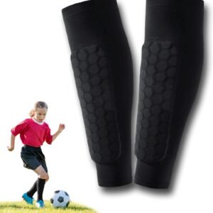Children's Leather Pads, Ski Pads, Football Pads, Calf Protection, Football Equipment Pad Teenager Unisex Breathable Pads Protect Athletics, 1 Pair
