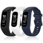 3pcs Soft Silicone Wristbands for Garmin Vivosmart 5 Wristband, Replacement Sports Wristbands in Different Colors for Vivosmart 5, Black-White-Blue