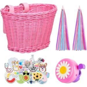 Pink Purple Children’s Bicycle Basket with Adjustable Front Straps