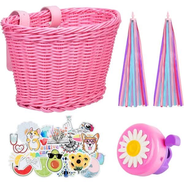 Pink Purple Children's Bicycle Basket with Adjustable Front Straps 1 Pink Purple Children’s Bicycle Basket with Adjustable Front Straps