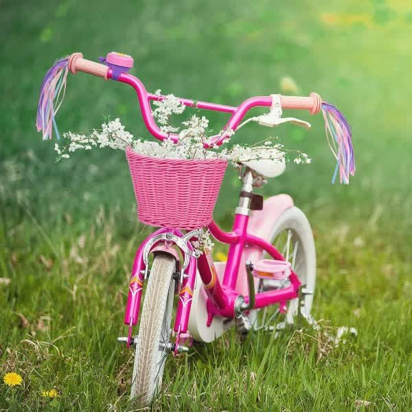 Pink Purple Children's Bicycle Basket with Adjustable Front Straps 2 Pink Purple Children’s Bicycle Basket with Adjustable Front Straps - image 2