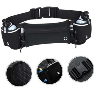 Running Belt with Water Bottles for Active People, Black