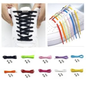 Black No-Tie Elastic Shoelaces, one size, 1 pair