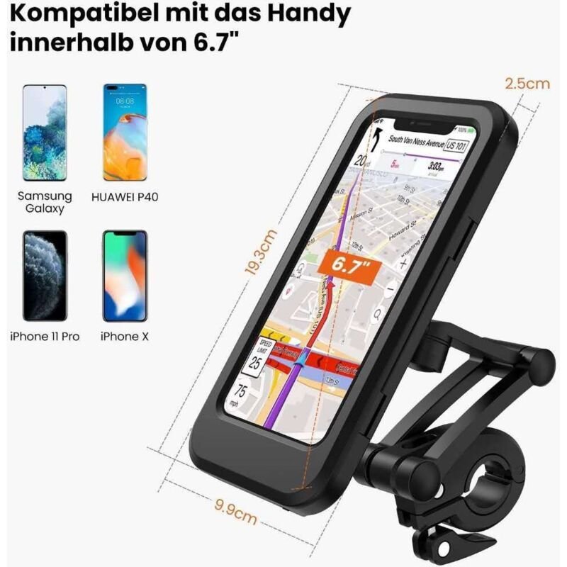 Waterproof Anti Theft Motorcycle Phone Holder Bicycle Phone Mount for 5.5 to 6.7 Inch Phones, 1 inch 3 Waterproof Anti Theft Motorcycle Phone Holder Bicycle Phone Mount for 5.5 to 6.7 Inch Phones, 1 inch - image 3