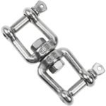Double Ended Swivel Hook M8 Heavy Duty 360 Rotating Hook Stainless Steel Hanging with Removable Loops for Gym Sandbag Rope Chair Hammock Trapeze Yoga