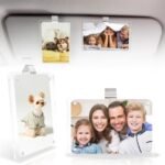 4 Packs Car Picture Holder Car Sun Visor Photo Holder Acrylic Magnetic Picture Clips, Personalized Vehicle Accessories for Family Personal Photos, Transparent, 3.52 x 2.34 in