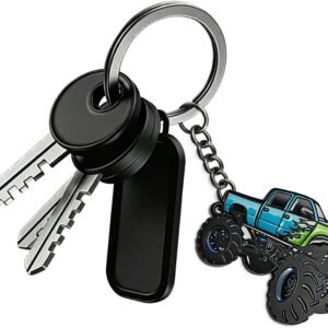 4 Wheeler Off-road Keychain, Cool Flame Pattern Decorative Ring, Anti-rust Lightweight Key Holder, for Men (Black)