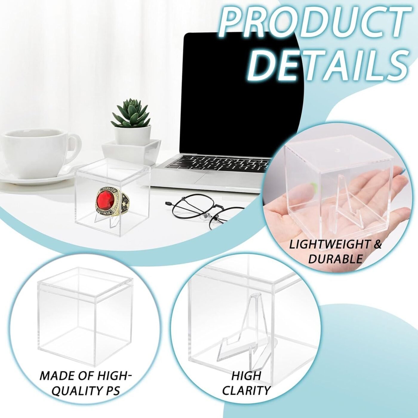9 Packs Championship Ring Display Case Clear Small Showcase with Stands for Baseball Softball Championship Rings Cheer Leading Rings 2.17 Inch 4 9 Packs Championship Ring Display Case Clear Small Showcase with Stands for Baseball Softball Championship Rings Cheer Leading Rings 2.17 Inch - image 4