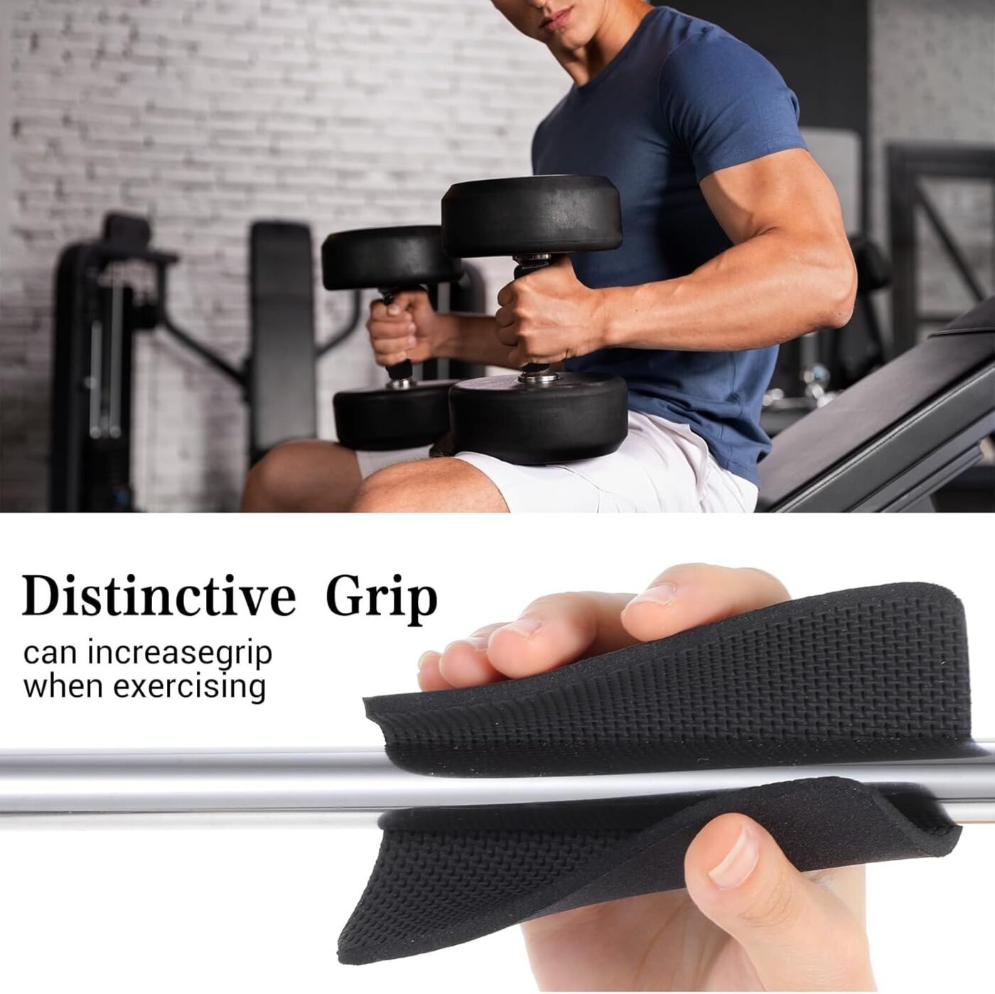 8 PCS Gym Grip Pads Rubber Weight Big Back Lifting Grips Workout Hand Pads Anti-Slip Weight Training Hand Grips Hands Protector for Gym Pull up Training Men Women No Sweaty (Black) 2 8 PCS Gym Grip Pads Rubber Weight Big Back Lifting Grips Workout Hand Pads Anti-Slip Weight Training Hand Grips Hands Protector for Gym Pull up Training Men Women No Sweaty (Black) - image 2
