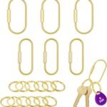 Brass Screw Lock Keychain Holder, 3 Sizes Key Ring Gold Carabiner Clip for Hanging Crafts and Various Keys