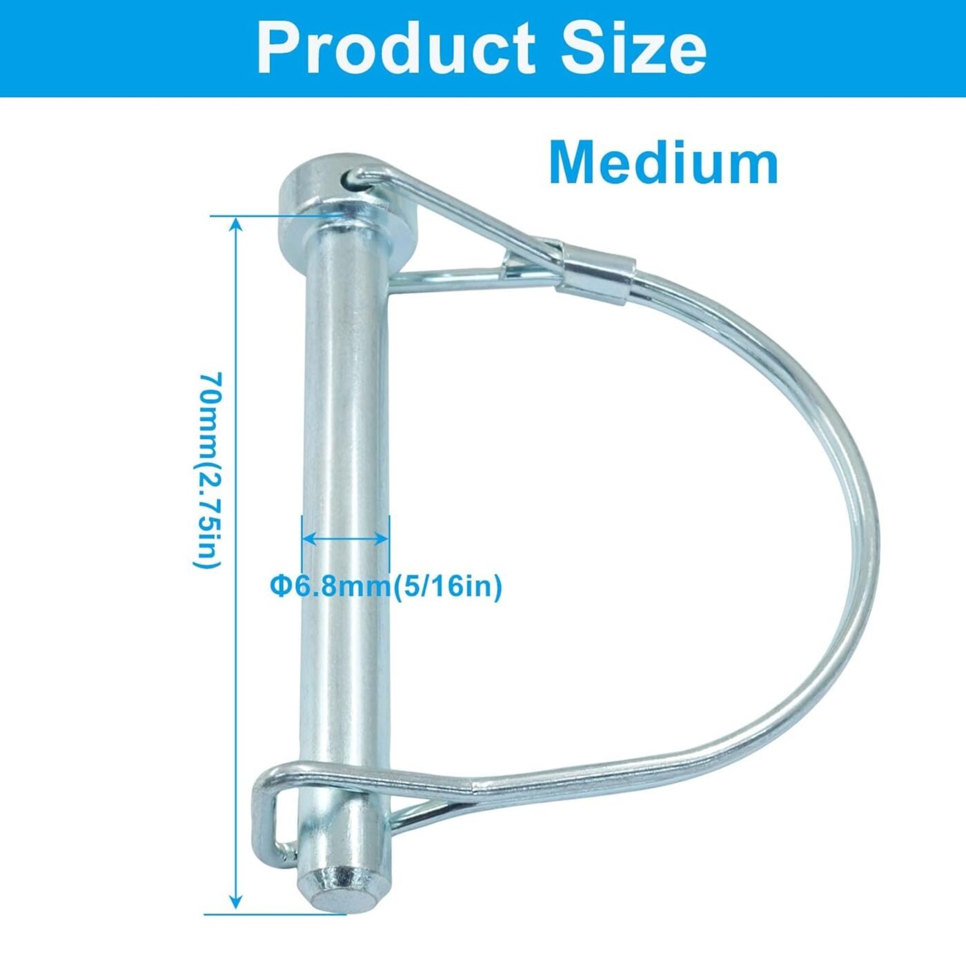 2 Pack Trailer Coupler Pin, Zinc Plated Carbon Steel Locking Pin, 5/16" x 2.75" Medium Hitch Pin for Trailers/Garden 3 2 Pack Trailer Coupler Pin, Zinc Plated Carbon Steel Locking Pin, 5/16″ x 2.75″ Medium Hitch Pin for Trailers/Garden - image 3