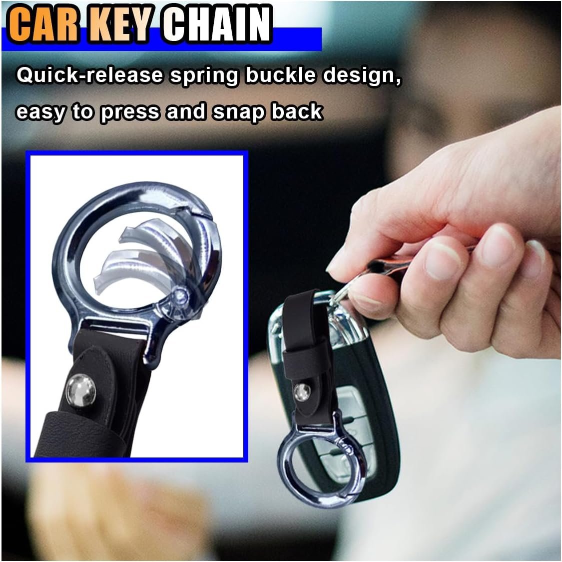Carabiner Key Ring Clip, Car Fob Key Keychain Holder Car Keychain Clip for Men Women, Key Ring Belt Holder (Black) 4 Carabiner Key Ring Clip, Car Fob Key Keychain Holder Car Keychain Clip for Men Women, Key Ring Belt Holder (Black) - image 4