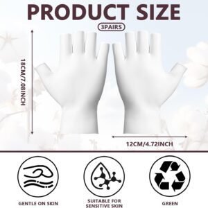 3 Pairs White Cotton Gloves – Fingerless Moisturizing Gloves – Eczema White Gloves for Dry Hands – Soft Sleep Glove for Eczema and Moisturizing Overnight – One Size Fits Most