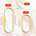 2-Pack Gold Brass Screw Lock Keychains with 4 Rings, Gold Carabiner Key Ring Keychain – 2 Sizes Keychain Clip Tool for Luggage Tags, Key Tags, Keyrings, Purse Bag Charms