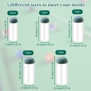 25PCS Slip On Pool Cue Tips, 9mm 10mm 11mm 12mm 13mm Pool Queue Stick Tips Replacement Kit, Billiard Cue Sticks Tips Pool Cue Repair Kit Pool Table Accessories, 5 Sizes