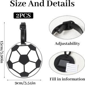 2Pcs Soccer Travel Tags for Luggage,PVC Id Tags for Sports & Travel,Cute Soccer Ball Name Label for Luggage Identifiers Backpacks Duffels Men Women Team Players