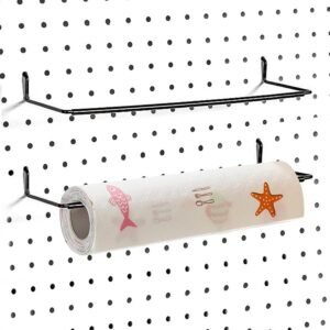 2 Pack Pegboard Towel Holder Pegboard Hooks for Paper Towels, Kitchen Towels, Stickers, Tapes Great Peg Board Organizer Accessories for Workshop, Garage, Kitchen