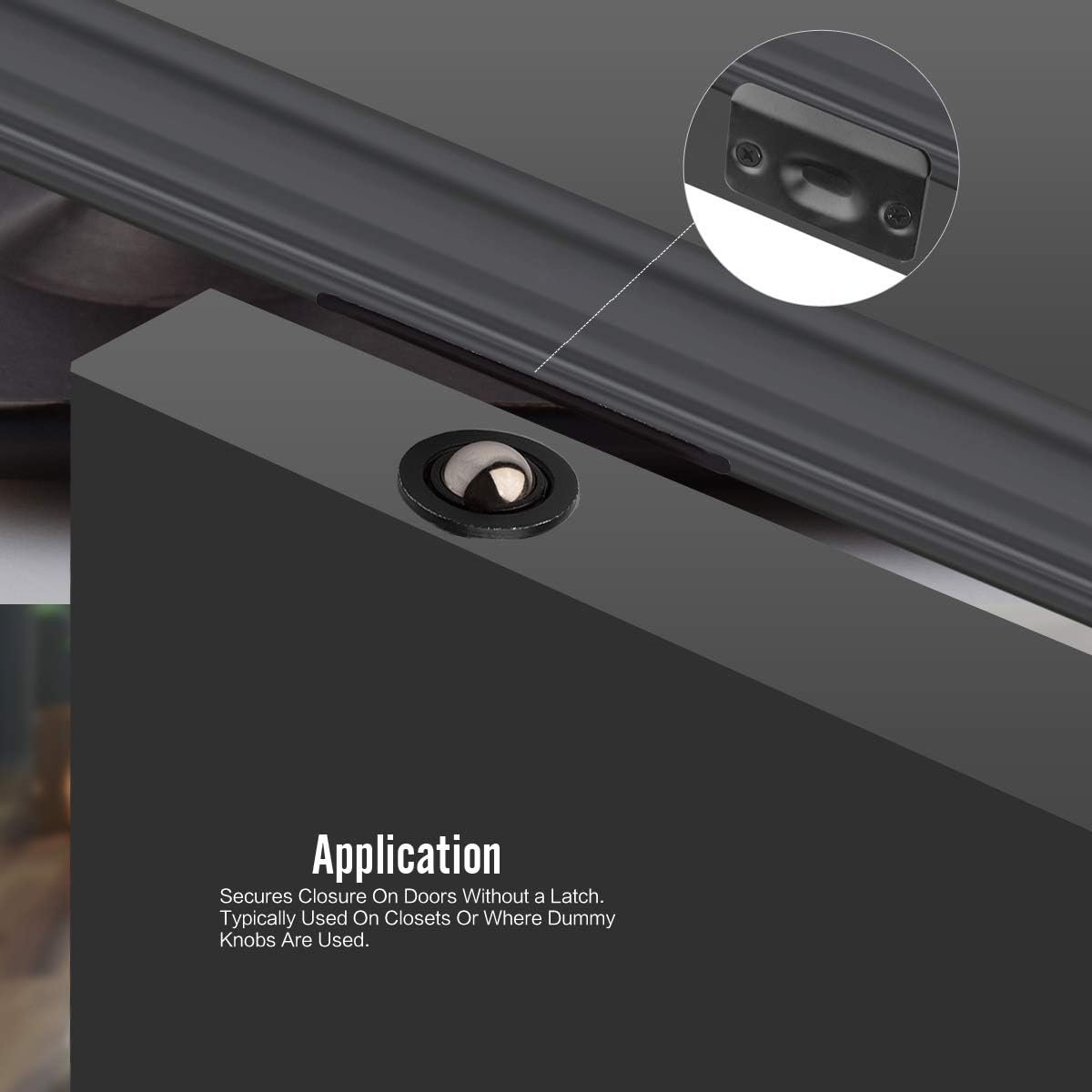 4 Pack Drive in Ball Catch with Strike Plate for Closet Doors, Black, 13/16 Inch x 1-1/8 Inchs,Die-cast, Adjustable Tension Ball 5 4 Pack Drive in Ball Catch with Strike Plate for Closet Doors, Black, 13/16 Inch x 1-1/8 Inchs,Die-cast, Adjustable Tension Ball - image 5