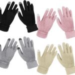 Winter Touchscreen Gloves Warm Knitted Gloves Fleece Lined Gloves Elastic Cuff Winter Texting Gloves for Women Men