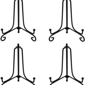 3.5 Inch Black Mini Iron Stand Cookie Holder Display Stand Place Card Holder Display Easels at Weddings, Birthday Party (4 pack)