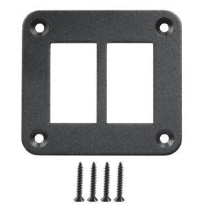 2 Gang Rocker Switch Panel Housing Holder, Rocker Toggle Switch Aluminum Housing Bracket with Screw, Black Waterproof Anodized Aluminium Panel for Car Boat Trailer RV SUV ATV UTV