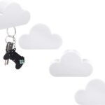 4 Pieces Cloud Magnetic Key Holder for Wall Key Rack Organizer Keychains Hooks with Adhesive for Door(White)