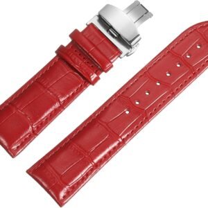 Multiple Sizes Leather Watch Band Quick Release Deployment Buckle Cowhide Watch Strap for Men and Women